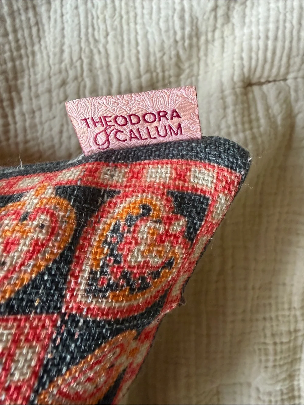 Set of four Decorative Throw Pillow covers - Coral- Grey- Orange-Pink Boho print